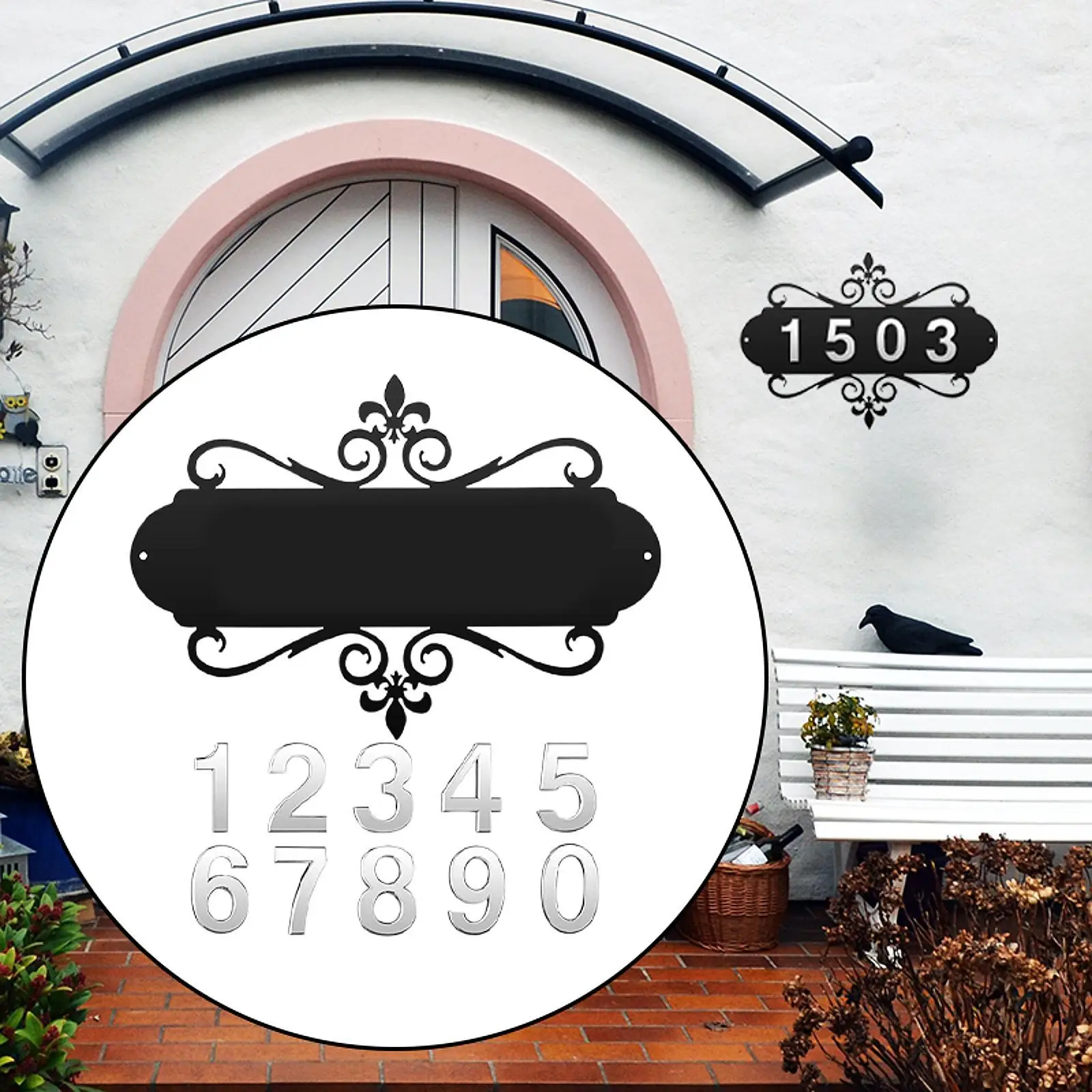 Address Sign Plaque House Numbers, Modern, Mailbox Number Sign, Decorative Wall Plaque for Outside Hotel Apartment House