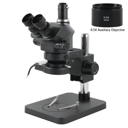 3.5X 7X 50X Simul-Focus Trinocular Stereo Microscope 0.5X 0.7X Barlow Lens Soldering Repair Industry Microscopio