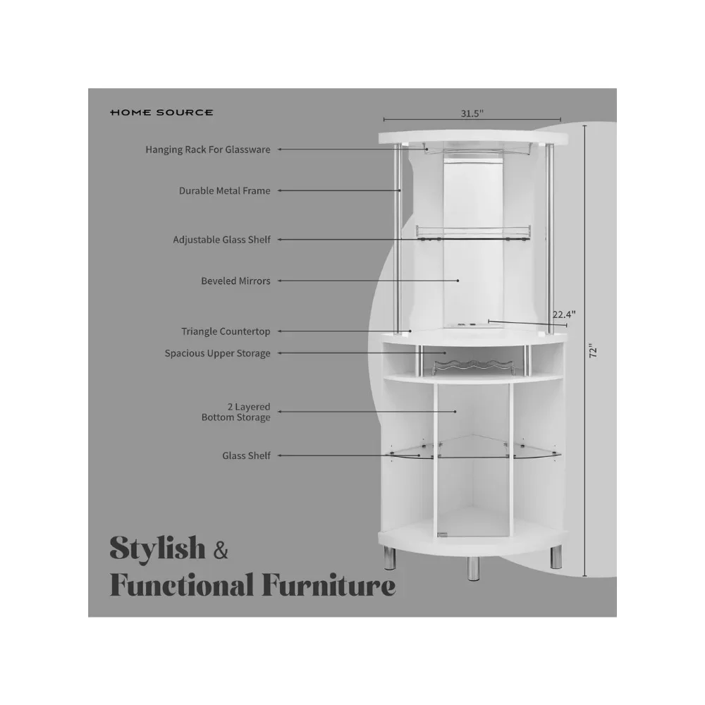 White Corner Bar Cart 72