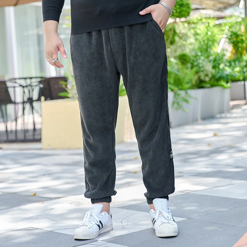 

M-9XL Corduroy Sports Pants For Men 2025 Autumn Winter New Loose-Fit Casual Trousers Trendy Comfortable Long Pants Plus Size