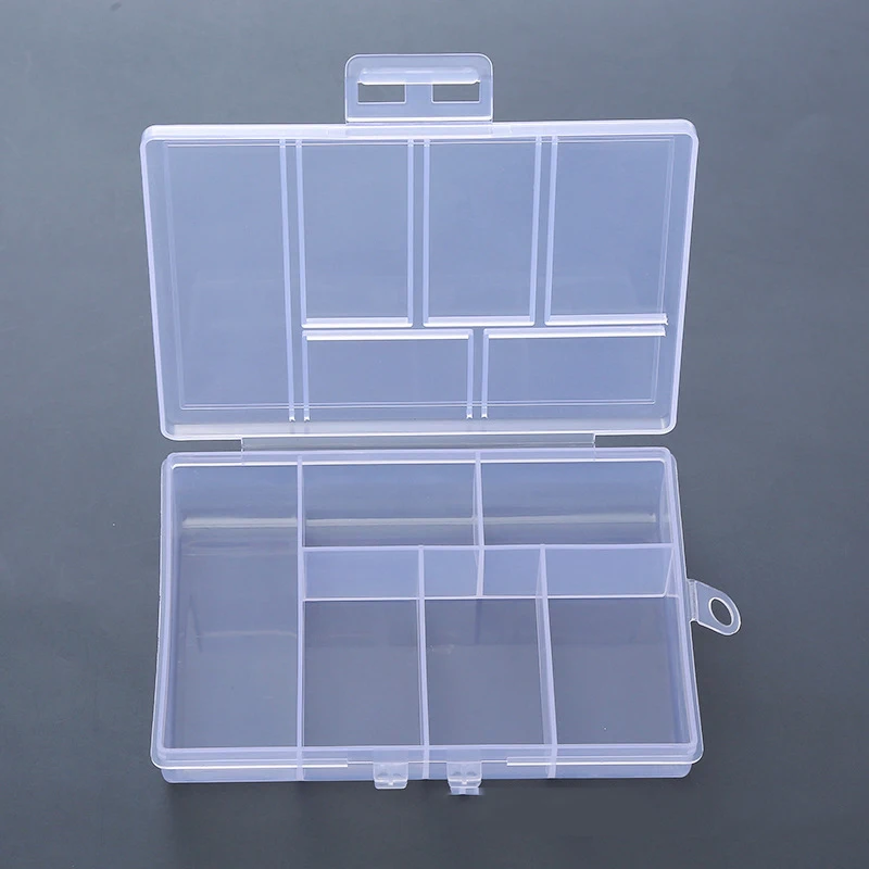 6-grid Transparent Storage Box Clips Dispenser Plastic Collection Container Case For Stationery Coin Pill Jewelry Stamps