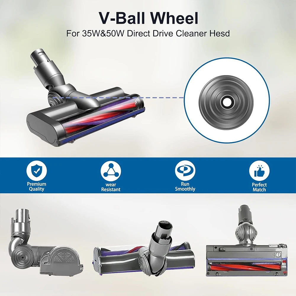 V-Ball Wheel Accessories for Dyson V6 V7 V8 V10 V11 V12 DC58 DC59 DC62 DC74 Vacuum Cleaner 35W 50W Direct Drive Cleaner Head