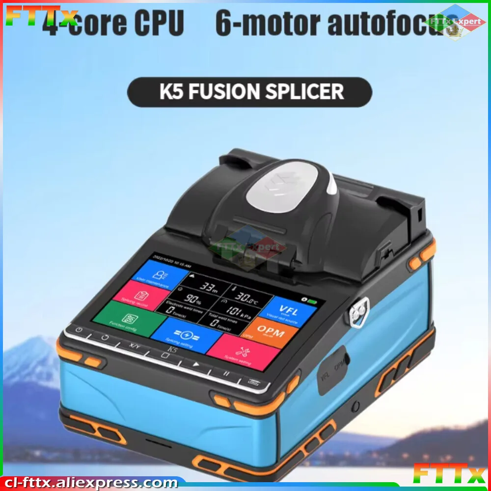 6 motors K5 Optical Fiber Fusion Splicer Welding Machine with Touch Screen VFL OPM