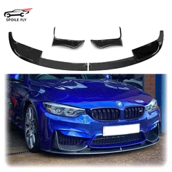 For BMW 3 Series F30 2012-2018 M3 M4 Style 4Pcs High Quality ABS Car Front Lip Bumper Spoiler Body Kit Glossy Black Carbon Look