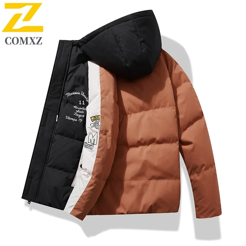 COMXZ Men's Cotton Padded Jacket Stylish Trendy Lightweight Warm Travel Padding Coat Snowy Minimalist Comfortable Winter Jacket