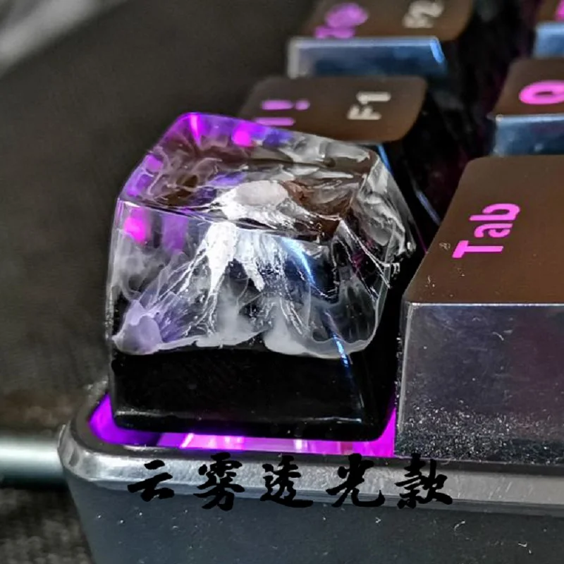 Artisan keycap resin keycaps OEM R4 for mechanical keyboard transparent snow mountain