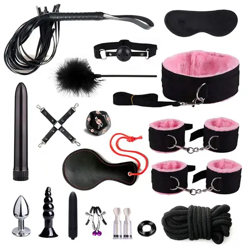 SM Fetish BDSM Bondage Erotic Toy Restraint Set sexx Toys For Women Handcuffs Whip Binding Anal Plug Vibratorr Couple sexxy Tool 18