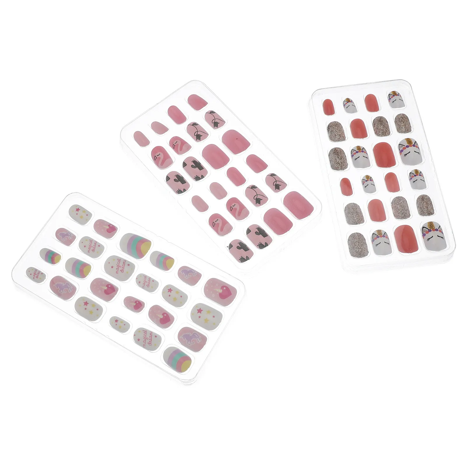 

72 Pcs/ False Nails Fake on 's Stickers Cartoon for