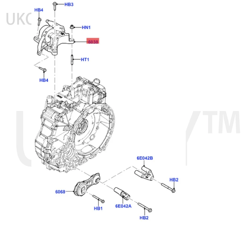 apply Ex pl or er 1 FB5Z6038B in engine foot glue