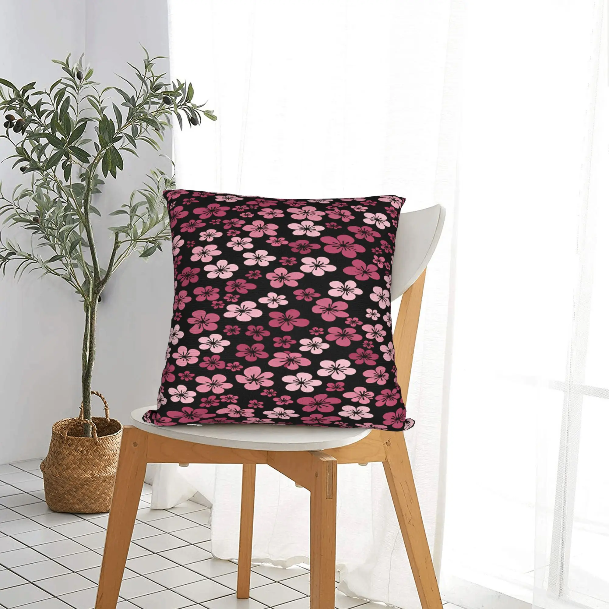 Japanese Sakura Cherry Blossoms Pillow Case  Custom Pillow Cover For Sofa Couch Bed Living Room Fashion Cushion Cover view 5