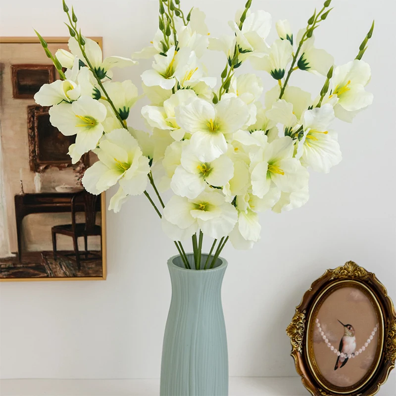 55 سنتيمتر الحرير الأبيض طويل الجذعية الاصطناعي العثة زهور الأوركيد لزهرية مركز الزفاف ديكورات المنزل طاولة طعام ديكور الحفلات