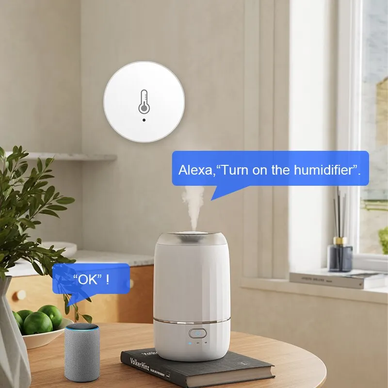 Tuya ZigBee Mini sensore di temperatura e umidità rilevatore di umidità per interni funziona con Alexa Google Home Voice App Control