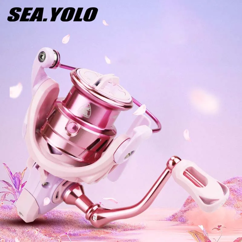 

Sea.Yolo Pink Fishing Reel Macaron Metal Spinning Wheel 4.9:1 High Speed Ratio 5.2:1 Distant Sea Rod Wheel