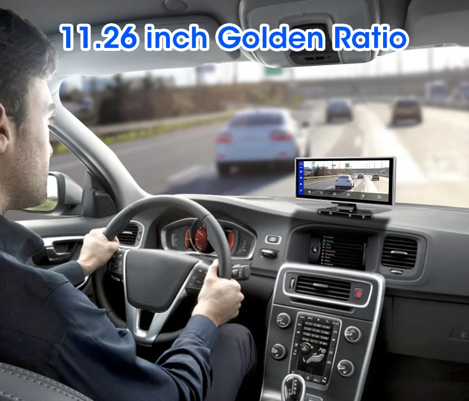 11,26 Zoll Dash Cam 4K Auto DVR Wireless Carplay & Android Auto GPS Navigation Video Recorder Dashboard Dual Objektiv Wifi AUX FM – Detail 5
