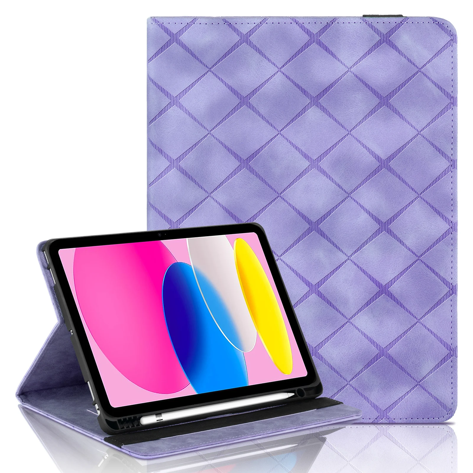 

Tablet Case For iPad 2024 2025 Air MINI 3 4 5 6 7 8 9 10th Generation Pro 10.9 10.2 11 12.9 13 inch Leather Check Texture Cover