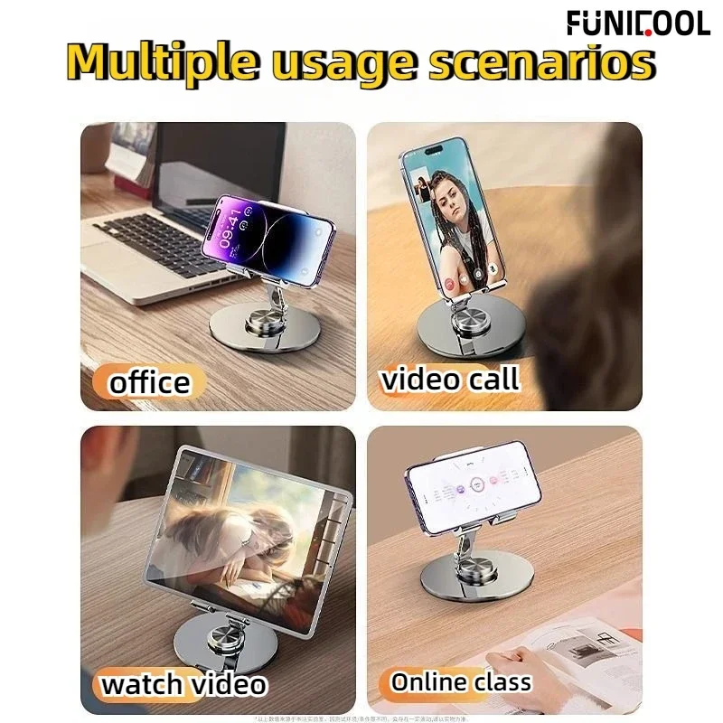 حامل هاتف محمول قابل للتعديل من Funicool لمكتب سطح المكتب حامل هاتف محمول معدني قابل للطي يدعم iPhone 16 15 14 Pro Max Plus #4