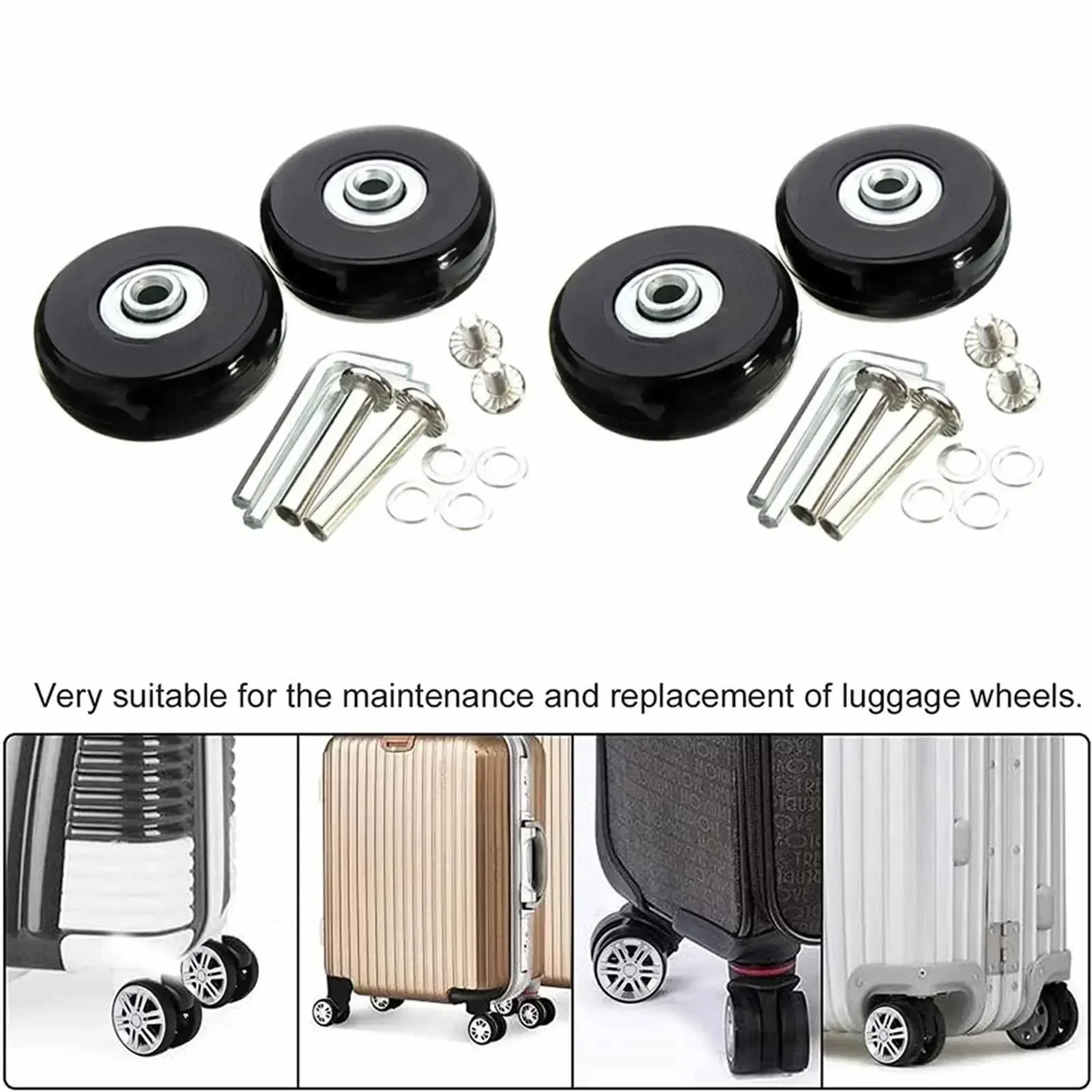 4Pcs Luggage Wheels Luggage Suitcase Replace Wheel Roller Skate Repair Luggage 45mm X 18mm Luggage Suitcase Replacement Wheels