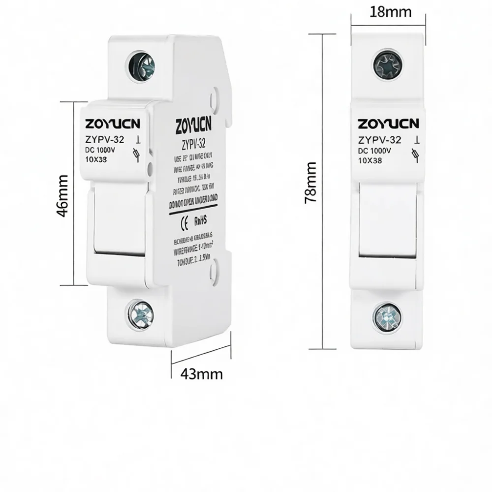 DC 1000V Solar PV Fuse Link Base 10x38mm For ZOYUCN Photovoltaic System Safety Protection With Visual Led Status Lights