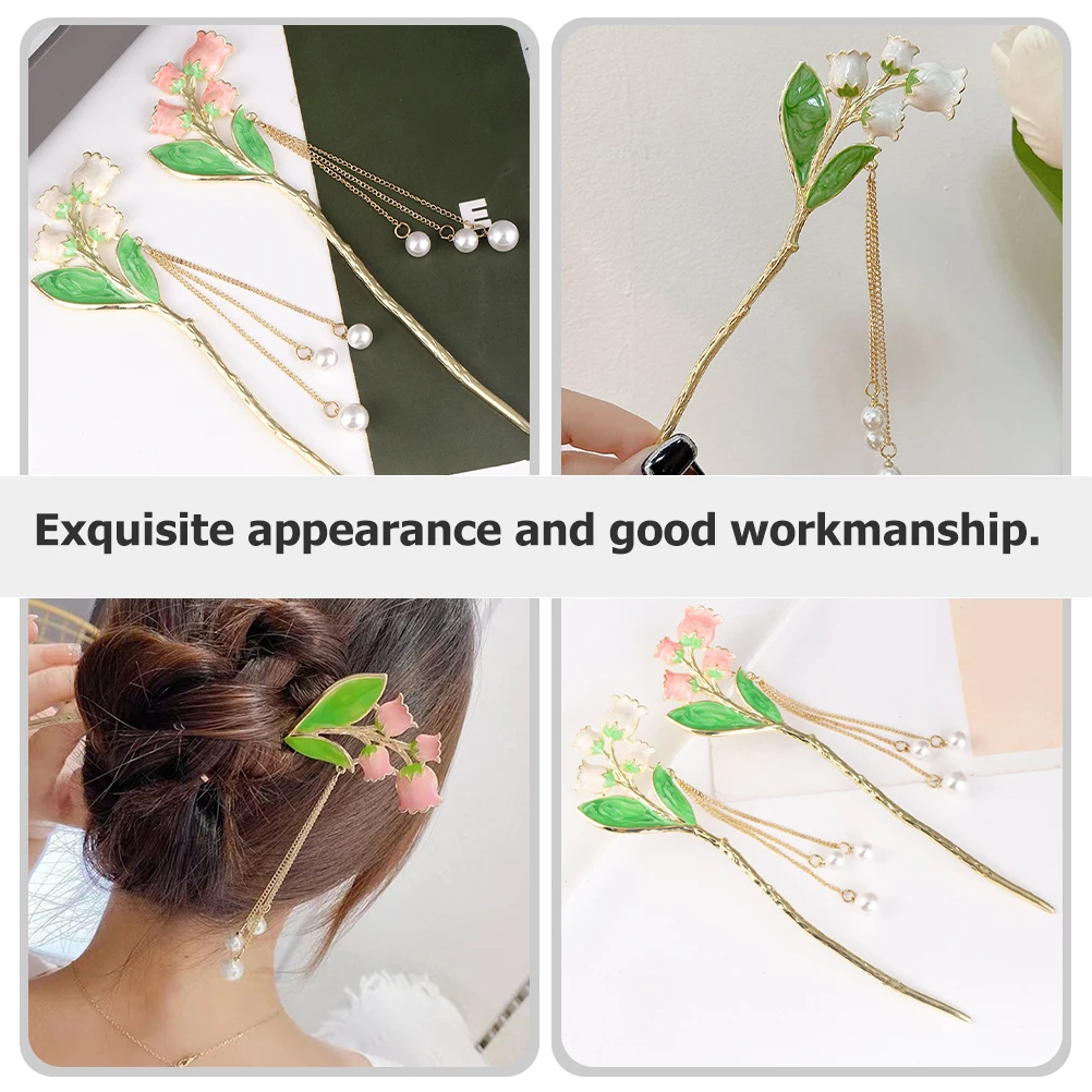 

2pcs Pearl Tassel Sticks Vintage Chinese Chopsticks Women Accessories Elegant Traditional Hairpins For Daily Use Bun Accessories