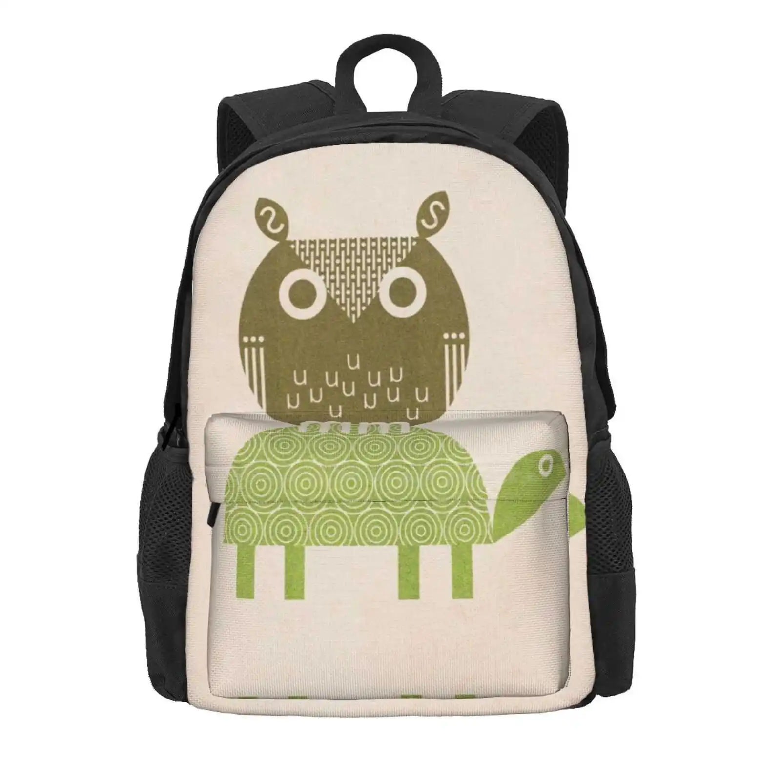 Owl And Turtle Hot Sale Schoolbag Backpack Fashion Bags Scottpartridgeart Partridge Graphic Design Digital Illustration Jevaart