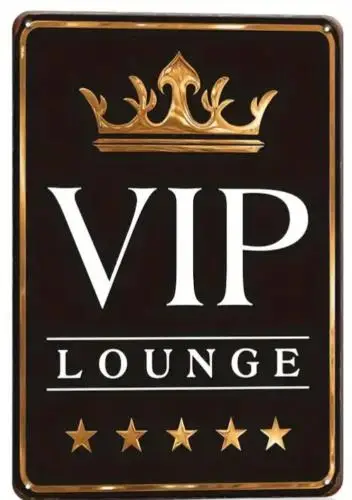 Large Art Deco VIP Lounge Metal Tin Sign - 8x12 inch, Iron Wall Hanging Decor fo