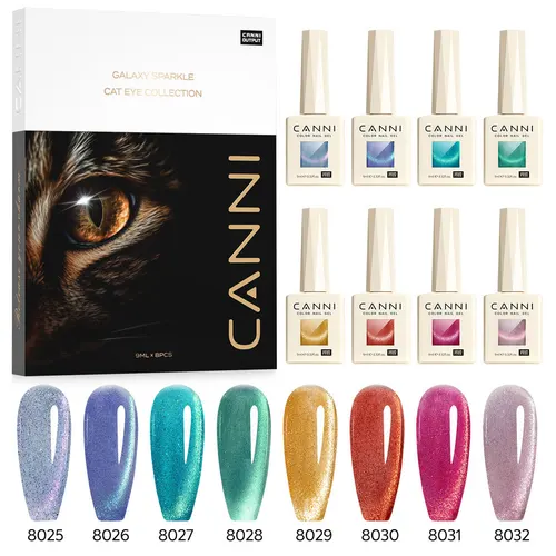 Imagen 2 del producto Kit de esmalte de uñas en Gel CANNI Cat Eye, 9ml, sin TPO, Soak Off UVLED Diamond Sparkle, Color precioso, semipermanente, uñas de Gel estándar de la UE