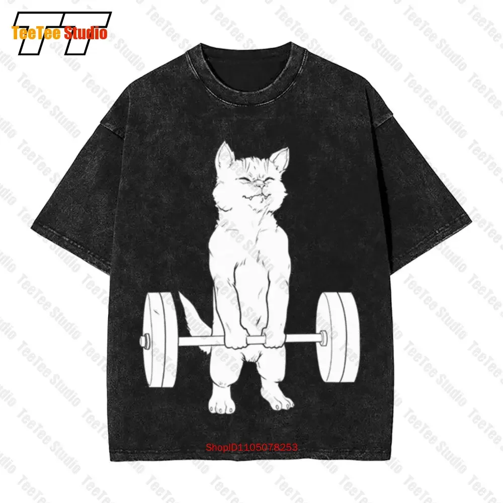 Cat Deadlift Powerlifting Vintage Oversized T-Shirt 3AL3