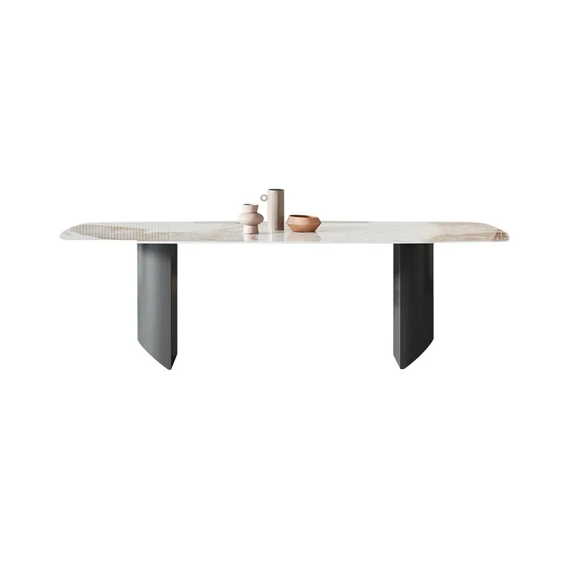 Modern simple dining table Pandora slate, rectangular stainless steel dining room long furniture