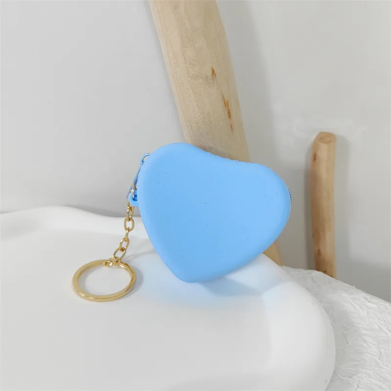 10pcs Coin Purses Silicone Plain Love Shaped Sweet Waterproof Protable Storage Bag Mix Color