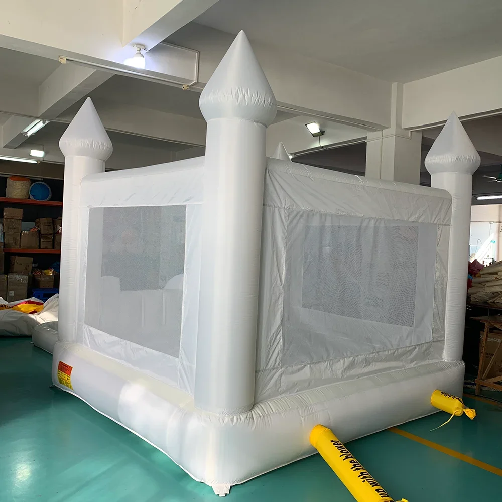 2 stuks set wit 4.2x3x2.6m springkasteel/4x4m bubble huis met blower bubble tent trapoline springkaste jusmping huis speelgoed
