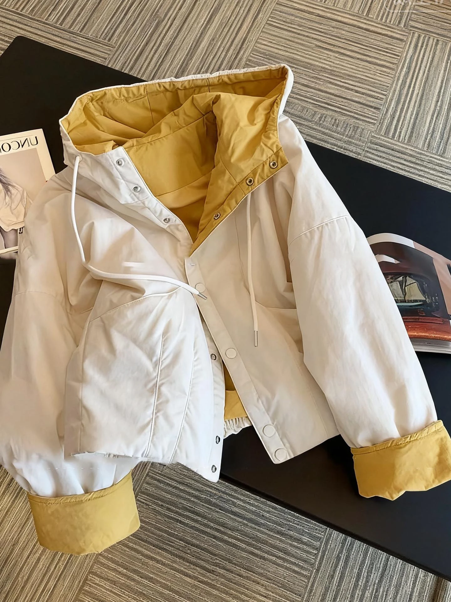 

White Casual Hooded Cotton Jaet Women's Autumn Winter Korean Sle Small Size Dstring Warmth Cosite Color Blo Coat