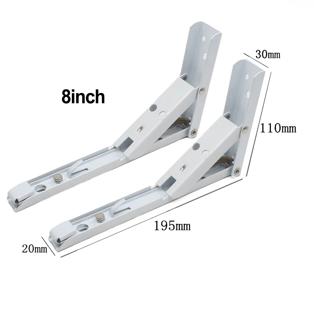 ~2pcs 8-14inch 1Triangle 1Folding Angle Bracket Heavy Support Adjustable Wall Mounted Table Shelf Bracket Furniture Hardware