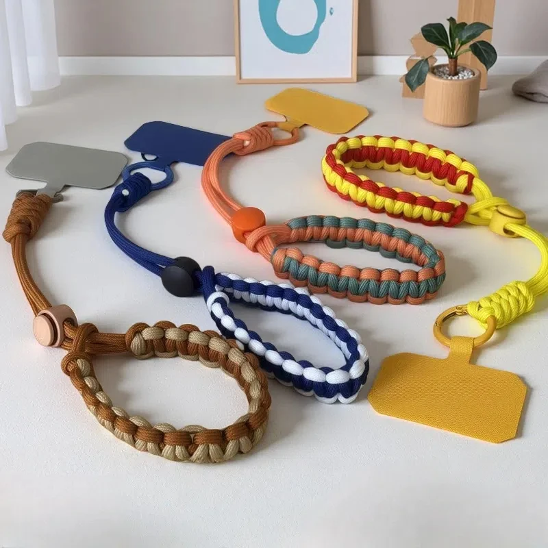 

Ремешок для мобильного телефона со съемным ремешком, прочный тканый браслет для смартфонов, ключей, 9 цветов, универсальный регулируемый