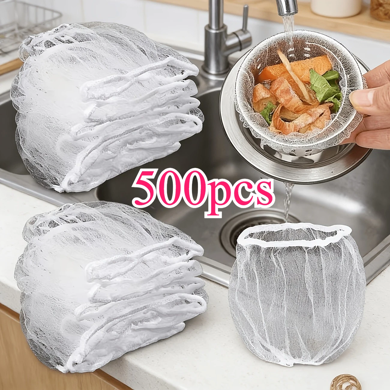 500 Replacement Filters -Fine Mesh Strainers for Kitchen Sinks and Drains -Vegetable Washing - Anti-Clogging,Kitchen Sink Filter