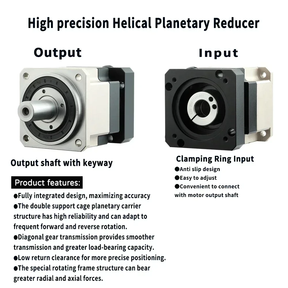 Helical Gear Nema23 Planetary Gearbox Ratio 3:1~100:1 6.35/8/11/14mm Input For 57mm Stepper Motor 60mm 400W Servo Motor Reducer