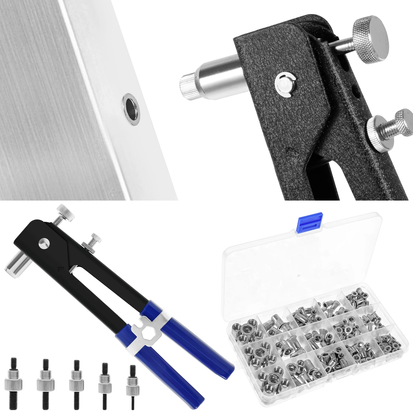

150PCS Rivet Nuts Gun Mandrel Kit M3/M4/M5/M6/M8 or Nut Rivet Mandrels Repairtool Rivetgun Flatheadscrew Pop Nut Rivet Gun Set