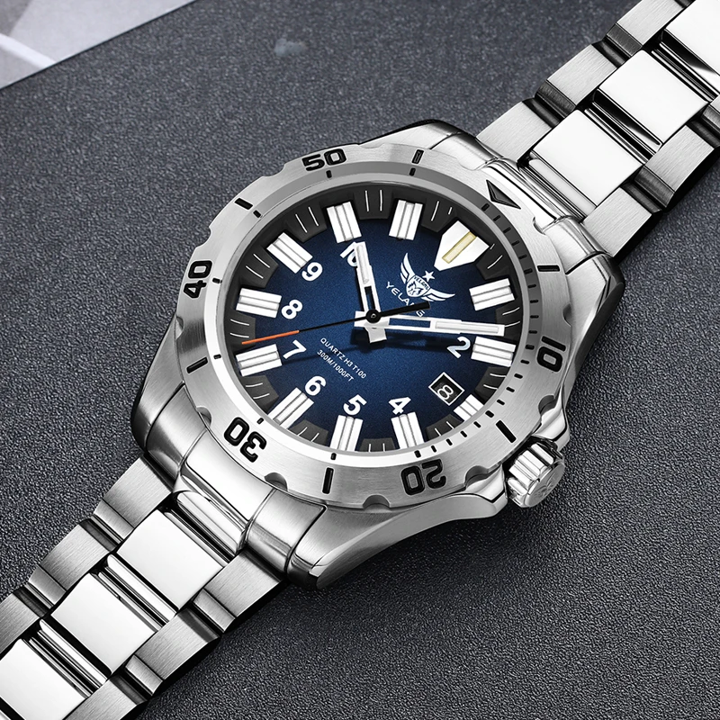 Yelang V1036 42mm 10 Year Ultra Long Life Span Men's Watch 30ATM 300m Waterproof Luminous T100 Reloj Military Style Watch