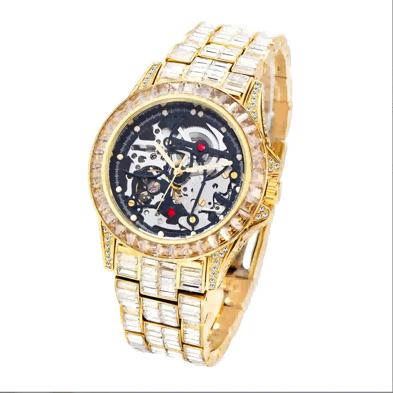 

2024 hip-hop street trendsetters diamond Luxury Brand Fashion Men's Watch Waterproof Wristwatch Automatic Mechanical Watches