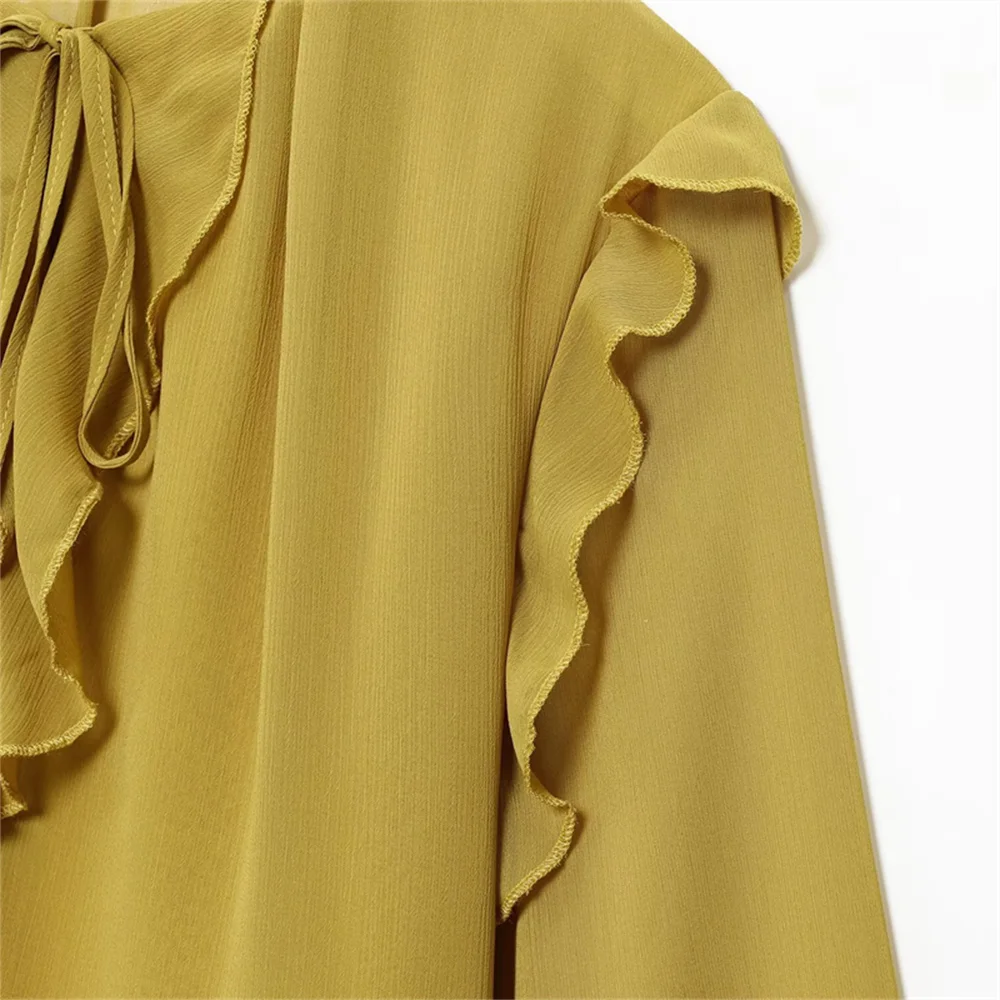 's new women's commuting style simple and fashionable round neck loose tie layered decorative shirt