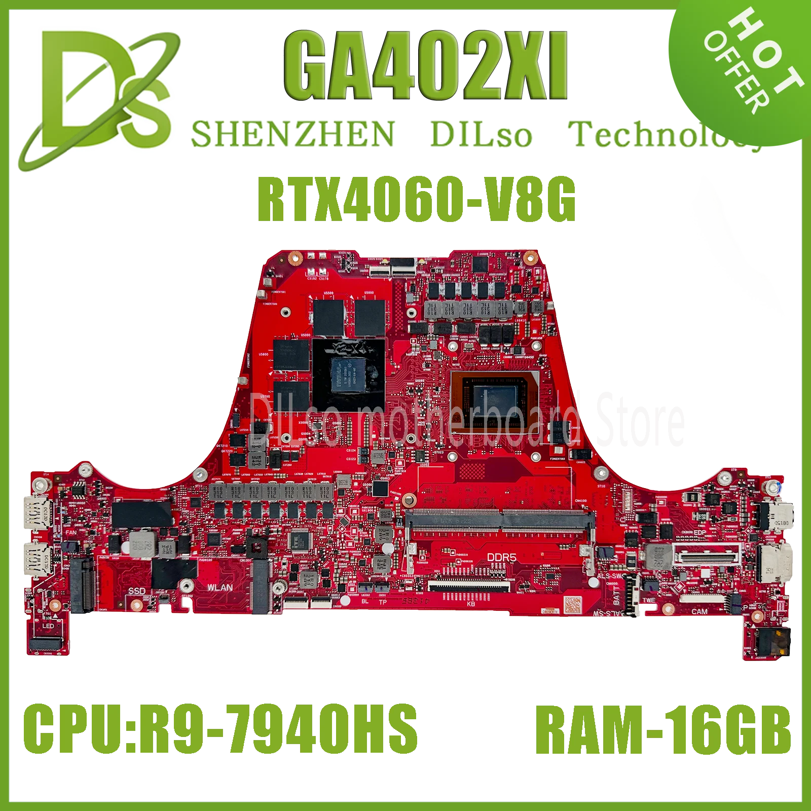 

KEFU GA402XI Mainboard For ASUS ROG Zephyrus G14 Gaming GA402XV GA402X Laptop Motherboard R9-7940HS 16GB-RAM RTX4070 RTX4060