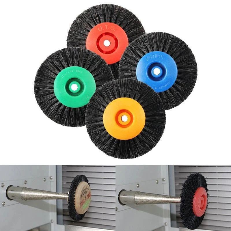 4C Plastic Core Colorful Long- Boar Bristle Brush - 68/78mm Diameter, Gold Silver Copper Polishing & Grinding Brush