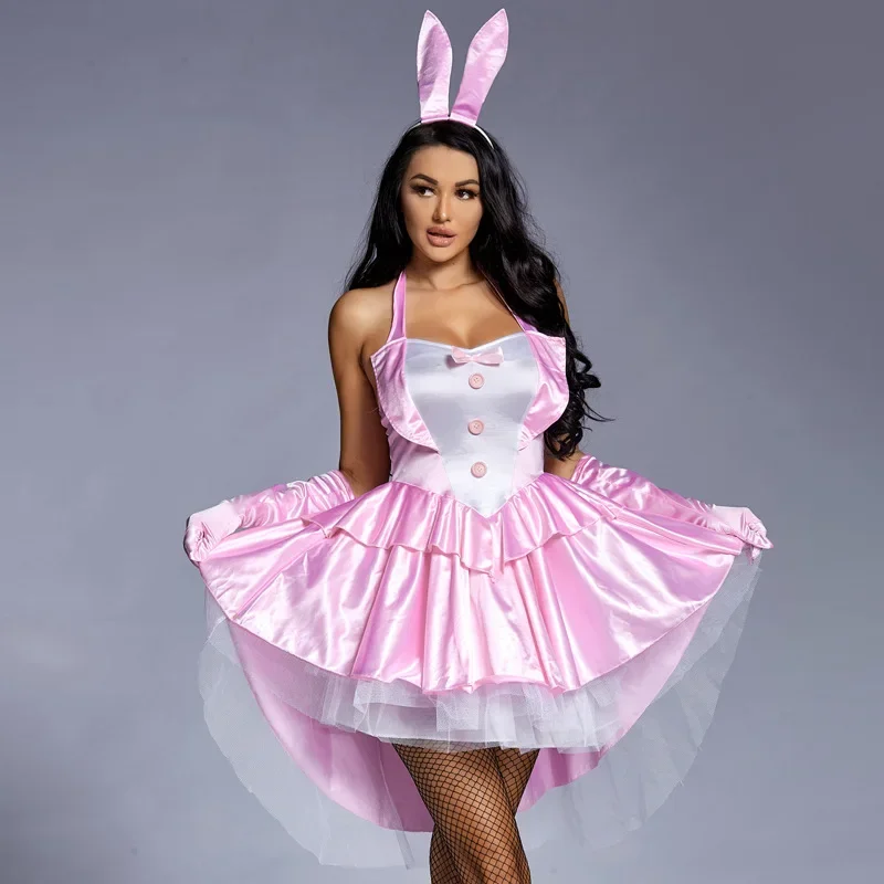 Disfraz de chica conejito, disfraz de Cosplay para adultos de talla grande para mujer, chica conejo, club nocturno, vestido de fiesta de Halloween XC9216