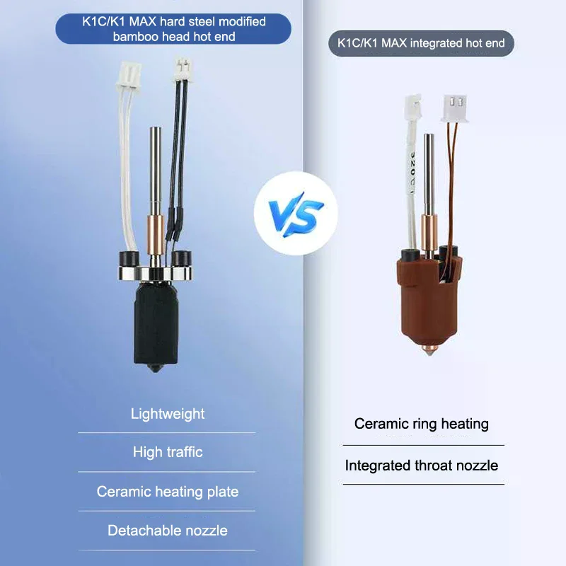 

New Upgrade Hotend For Creality K1C/K1 MAX Ceramic Heating Block Quick-Swap Nozzle Kit Brass Hard 3D Printer Parts