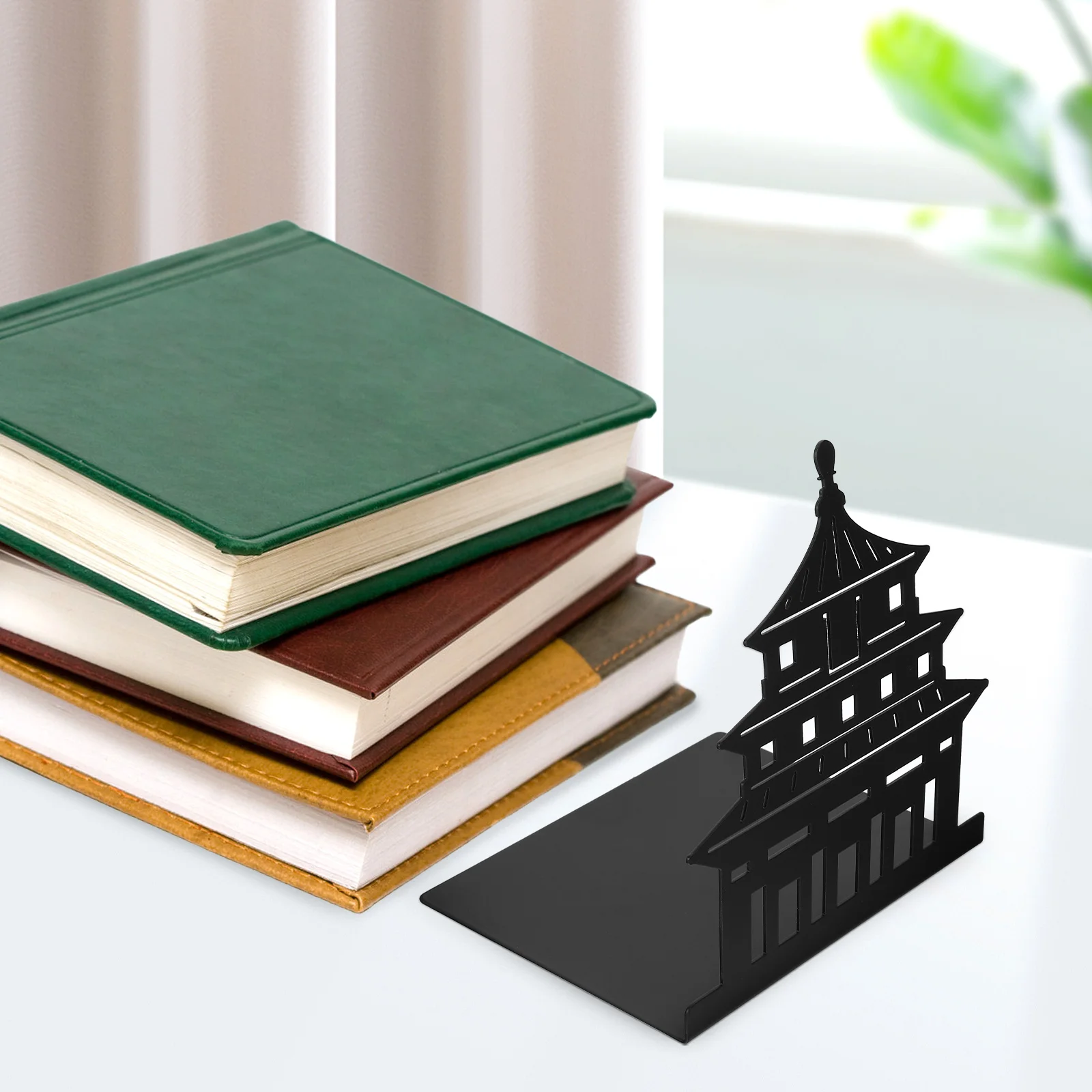 

Metal Bookends for Desk Books Documents Shaped Exquisite Holders Black Color Metal Material Crafted Ends Storage Solution