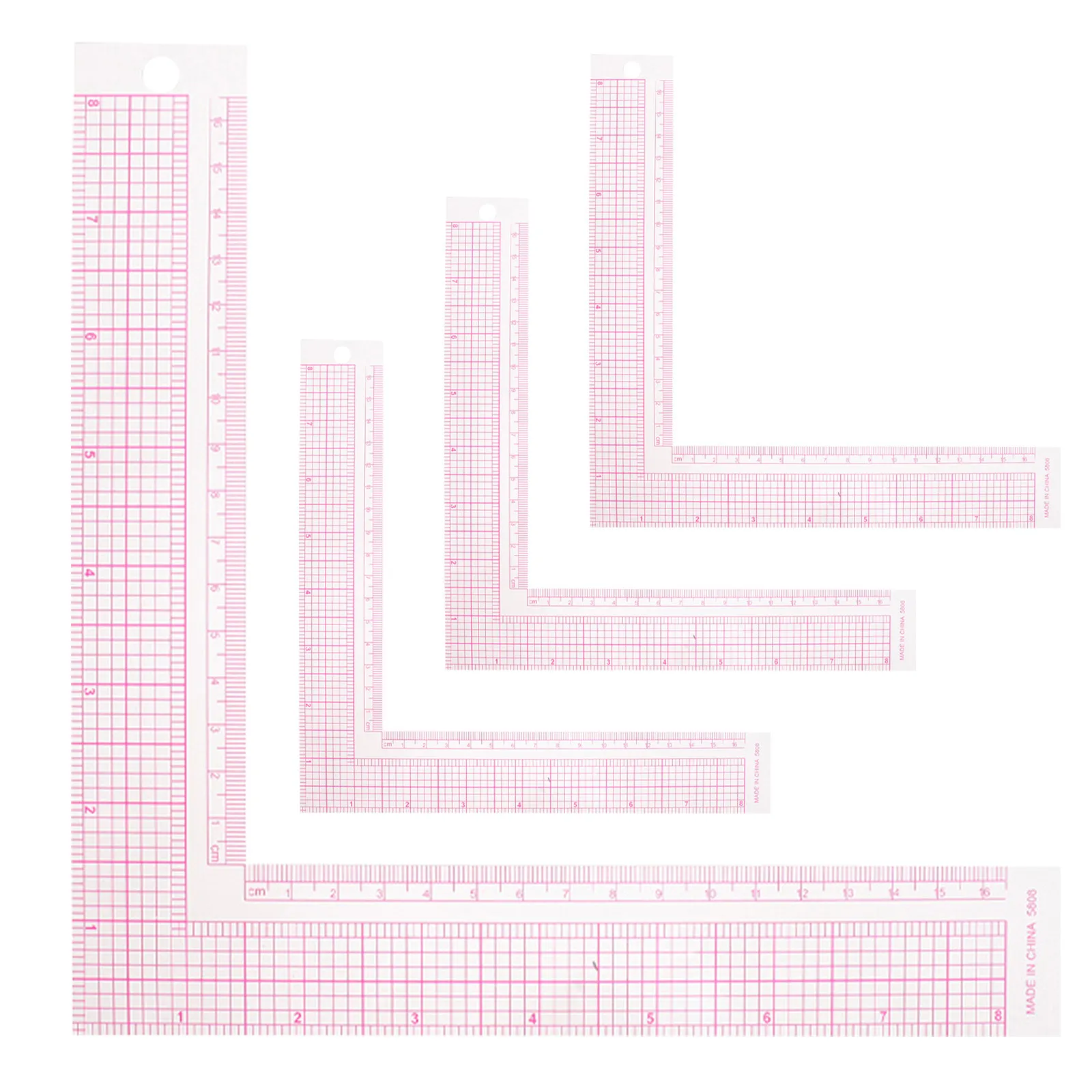 4Pcs Clothing Design Ruler L Shape Sewing Measure Ruler Clear Plastic Tailor Tools for Pattern Drafting Garment Making