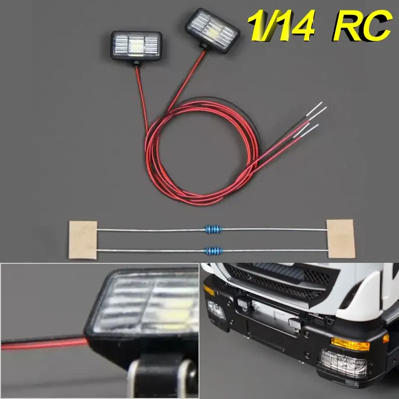 Rectangular Spotlight for Tamiya 1/14 RC Truck and Personal DIY Modified Cars, Crawler Cars