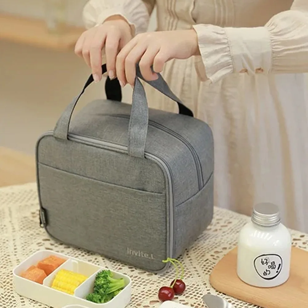 

Portable Foldable Insulated Bag Double Layer Large Capacity Thermal Lunch Box Commuting Leak-Proof Cooler Lunch Handbag Office