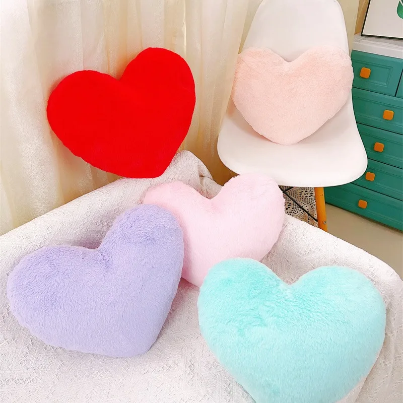 Faux Rabbit Fur Heart Pillow Creative Heart-shaped Sofa Cushion Bedside Decorative Ornaments Cute Pillow Chair Cushion