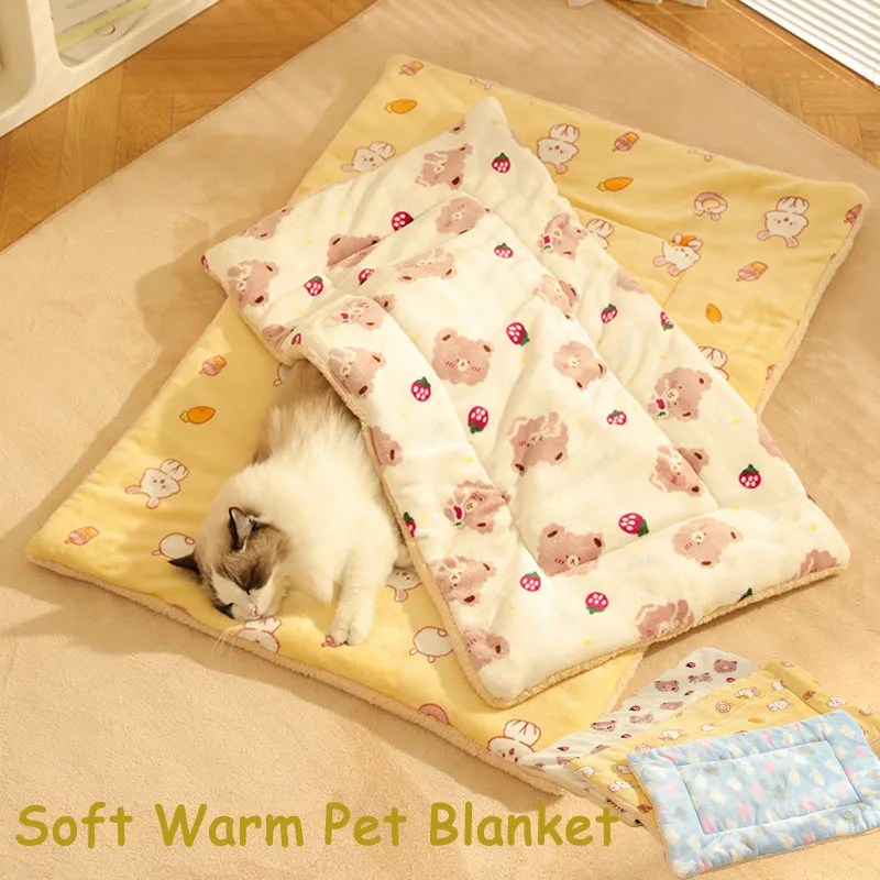 Warm Dog Blanket Cute Soft Pet Sleeping quilt mat Fluffy Comfortable Cat Cover Blanket Bed Thickened Warm Dog Cat kennel quilt