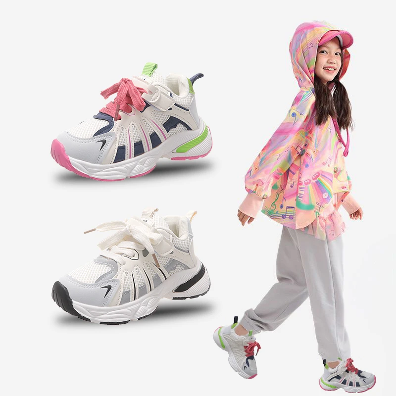 Kid Colorblock Casual Sneakers for Boys Girls 2025 Autumn New Toddler Chunky Sneakers Lightweight Chic Students Basketball Shoes